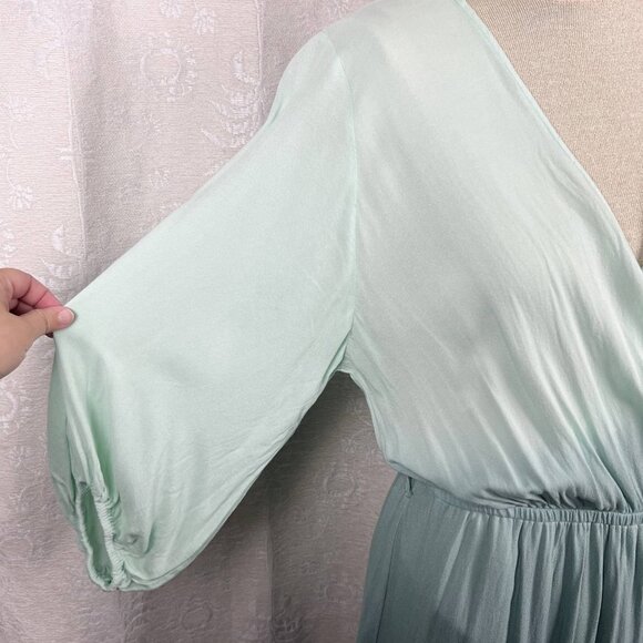 Young Fabulous & Broke Ocean Ombre midi dress asymmetrical ruffle faux wrap M - Picture 4 of 10